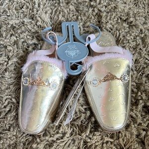 Disney Princess Gold Slippers with Pink Trim